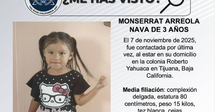 Se busca a Monserrat Arreola Nava de 3 años