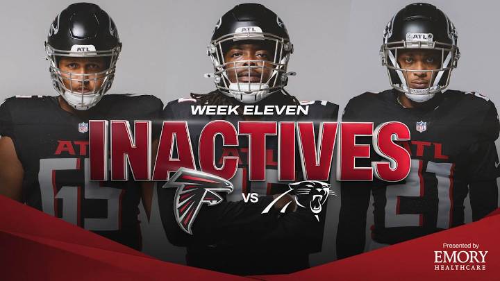 Atlanta Falcons Week 11 inactives vs. Carolina Panthers