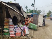 Vegetable-laden vehicle overturns, shops damaged at Dharmanagar