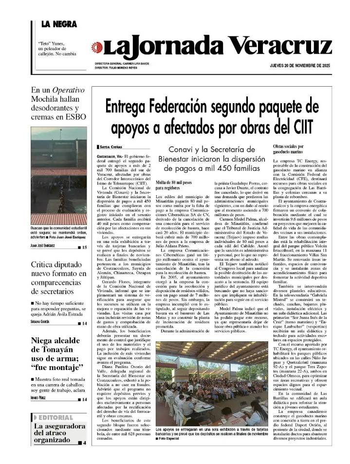 Contraportada del 20 de noviembre de 2025