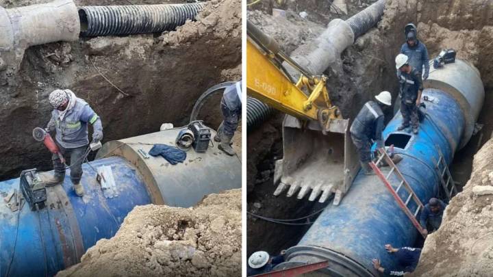 Finalizan reparación tras megafuga de agua en San Miguel Xochimanga, Atizapán de Zaragoza
