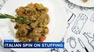 The Dish: Italian sausage focaccia stuffing recipe from Carlino's Market for your Thanksgiving Day dinner