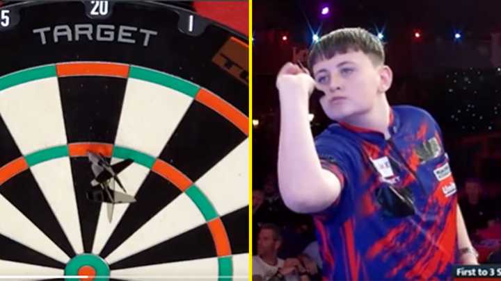 Youngest ever darts winner who pipped Luke Littler's record seals match with two 145 checkouts on debut