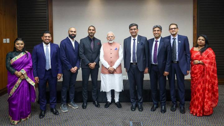 PM Modi meets Indian origin tech entrepreneurs, community members in Johannesburg