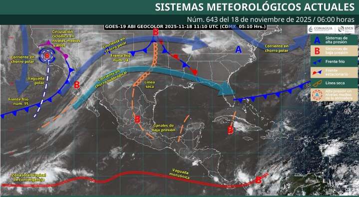 Pronóstico del clima en Quintana Roo para hoy martes 18 de noviembre 2025