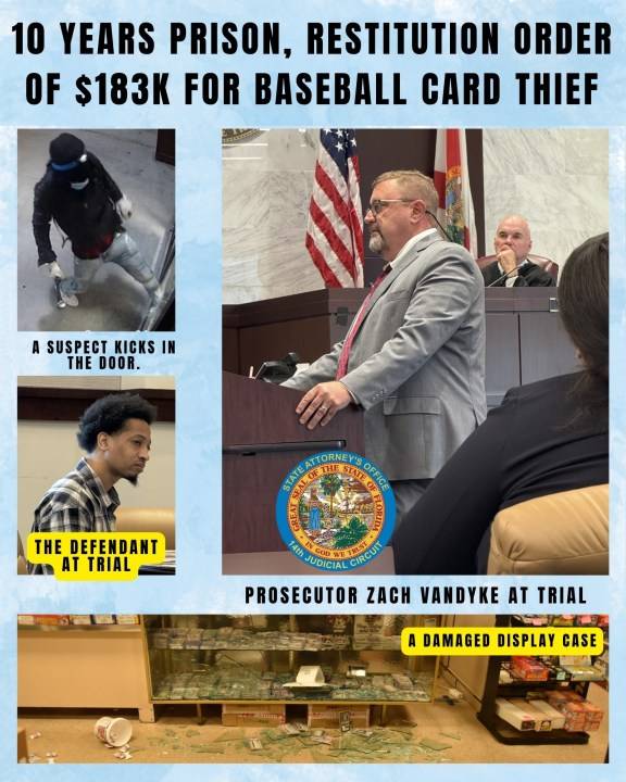 Louisiana man sentenced for stealing over $100K worth of baseball cards from Florida business