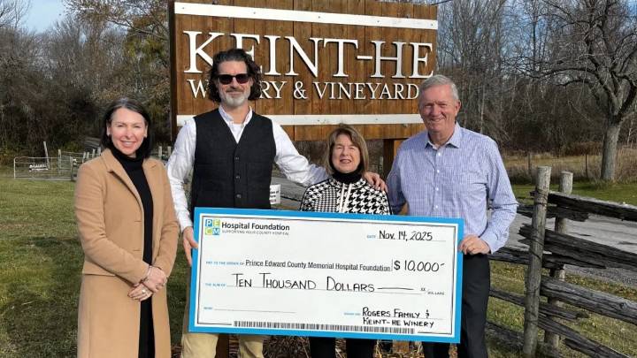 Local winery donates $10,000 to Prince Edward County Memorial Hospital Foundation