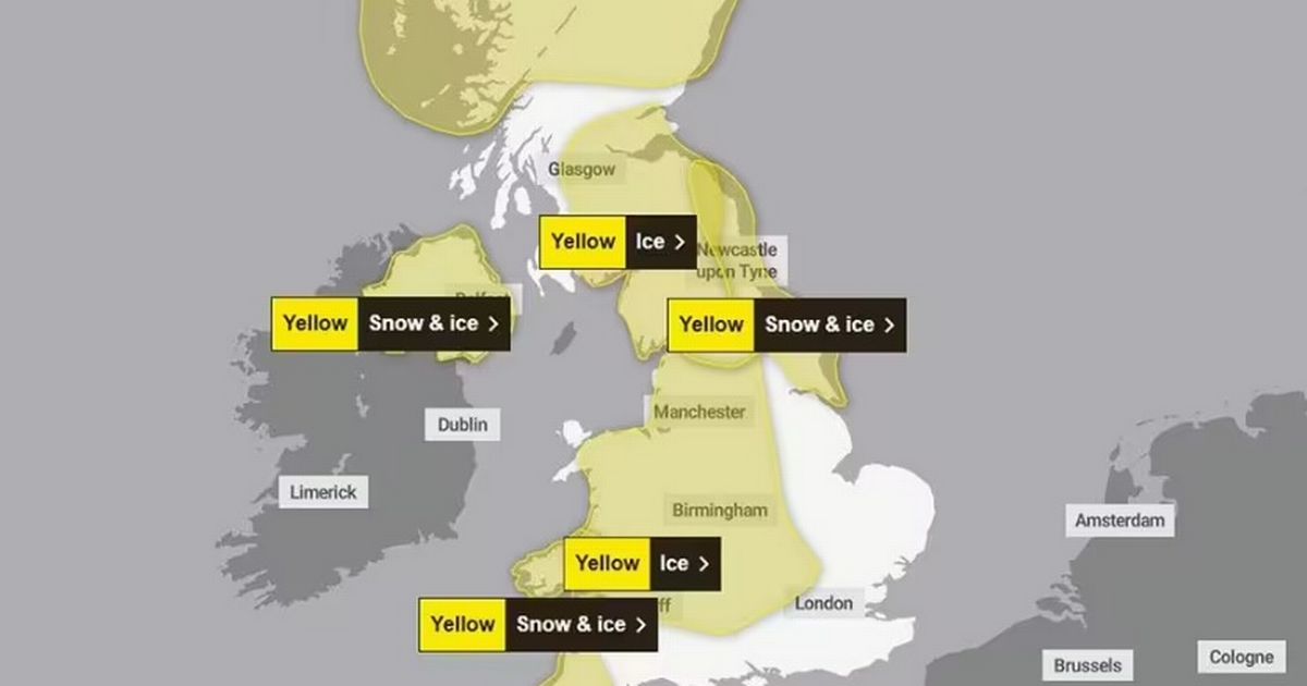 Met Office snow map shows 13 counties will be only places spared tomorrow