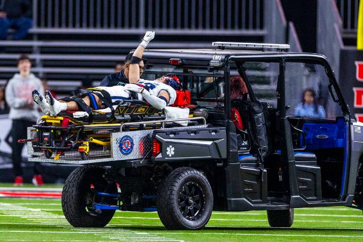 Utah State’s Titan Saxton appears to have avoided serious injury