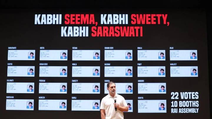 Kabhi Seema, Kabhi Sweety, Kabhi Saraswati: Rahul claims Brazilian model voted 22 times in Haryana