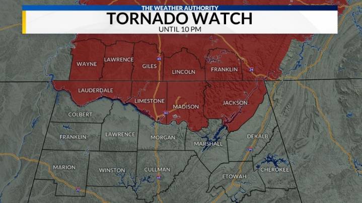 Tornado Watch issued until 10 pm
