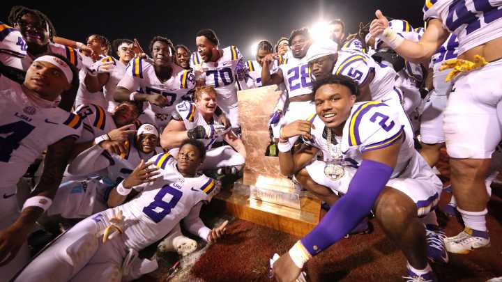 Learn about LSU football vs Arkansas Golden Boot Trophy here