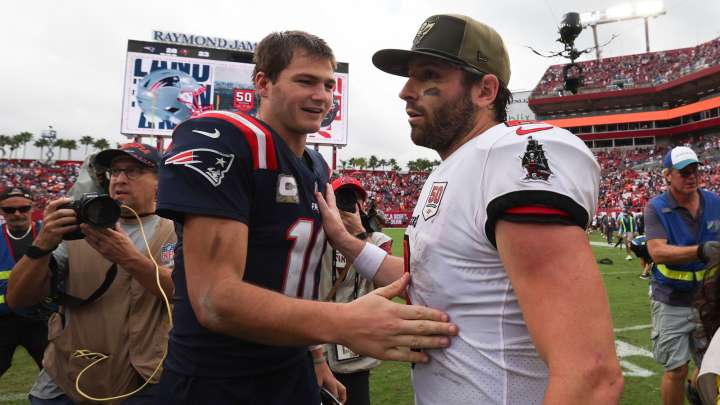 Patriots QB Drake Maye uses road MVP chants to shout out Baker Mayfield