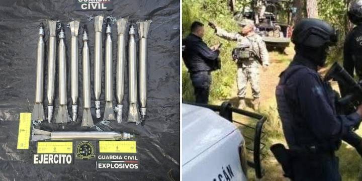 Desmantelan narcocampamento y aseguran explosivos presuntamente pertenecientes al CJNG en Michoacán