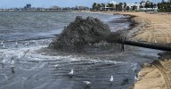 Authorities issue warning after St Kilda beach water is turned into black sludge