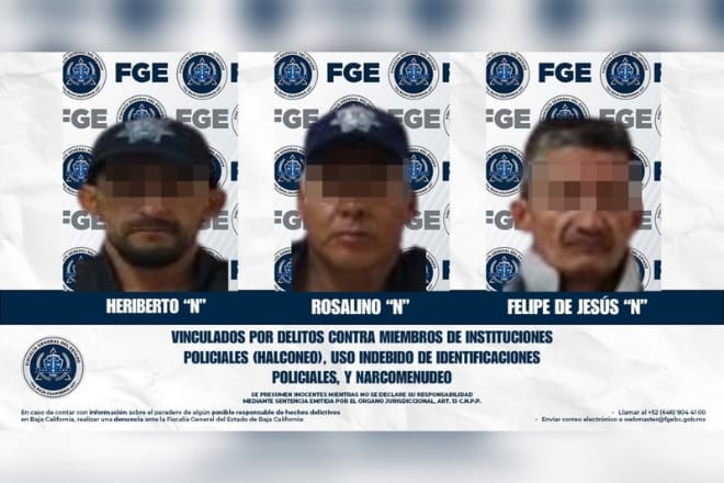 Vinculan a tres por «halconeo», uso de uniformes policiales y narcomenudeo en Tecate