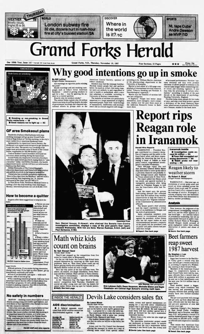 Today in History: November 19, 1987 - Grand Forks restaurants vary on handling smoking zones
