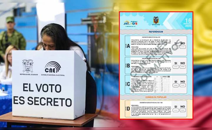 Así será la papeleta con las preguntas del referéndum y consulta popular 2025 para las nuevas elecciones en Ecuador