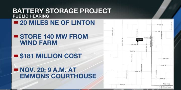 PSC schedules public hearing for battery storage site in Emmons County