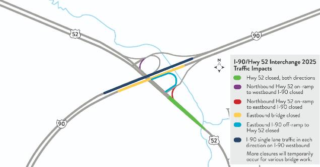 Olmsted County's I-90 and Hwy 52 detours lifted, easing local commutes