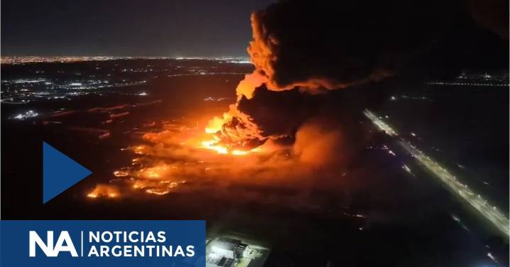 El video desde el aire de la explosión en Ezeiza: una “bola de fuego” y un incendio incontrolable