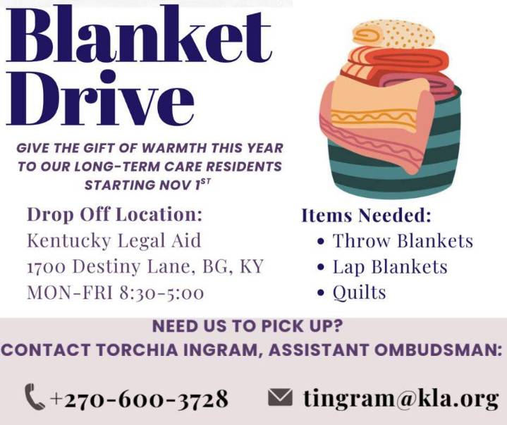 Kentucky Legal Aid and Barren River Long-Term Care Ombudsman hosting blanket drive