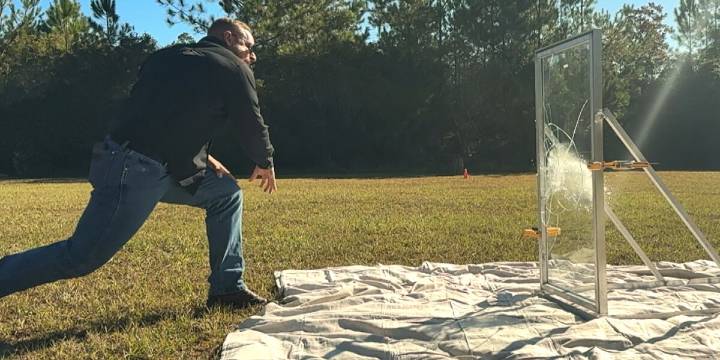 Bullet-resistant glass film demo held for Coast schools, law enforcement