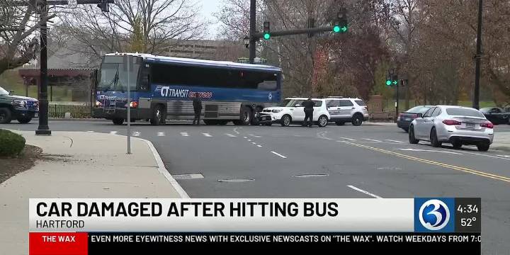 Car collides with CT Transit bus in Hartford