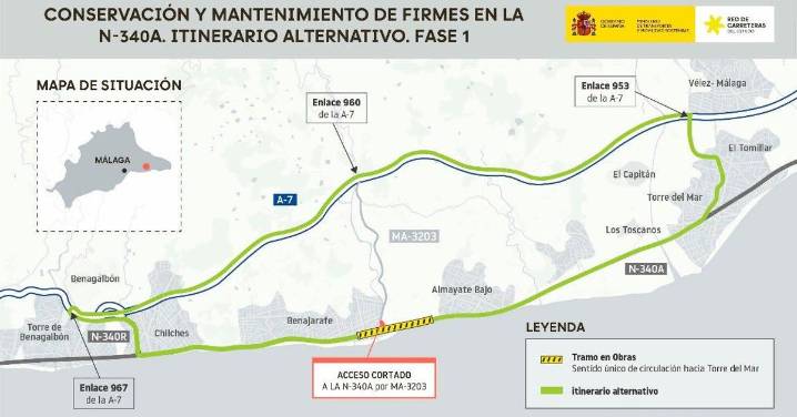 Mejoras en la vía entre Torre del Mar y Benajarafe para mejorar la seguridad vial