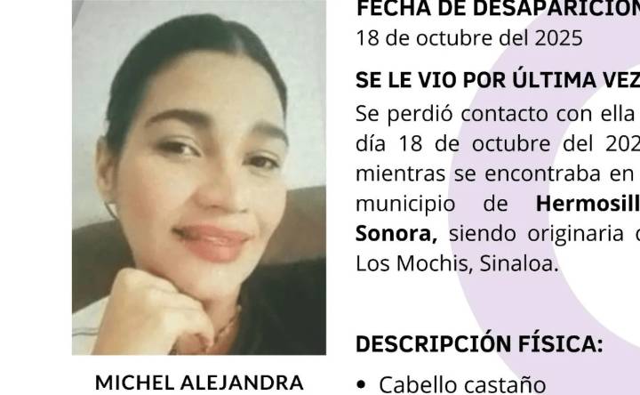 Familiares solicitan apoyo para localizar a joven mochitense desaparecida en Hermosillo