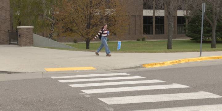 Law enforcement gives tips on crosswalk safety after vehicle-pedestrian crashes at Bismarck high schools