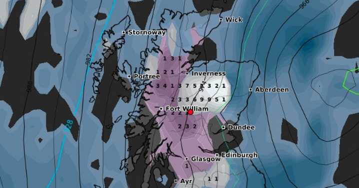 Scotland weather maps turn purple as the country braces for four day snowfall