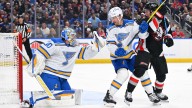 Hofer makes 27 saves, Blues shut out Sabres