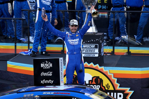 Kyle Larson wins second NASCAR championship, denying Denny Hamlin in overtime