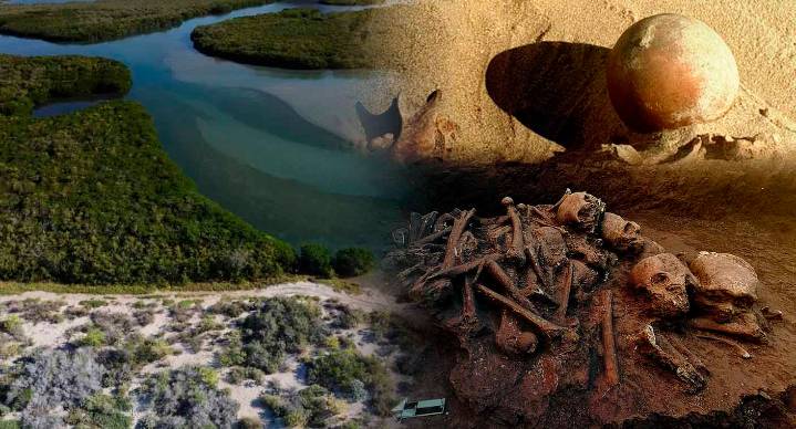 Restos humanos prehispánicos emergen por erosión en Estero El Soldado en Sonora