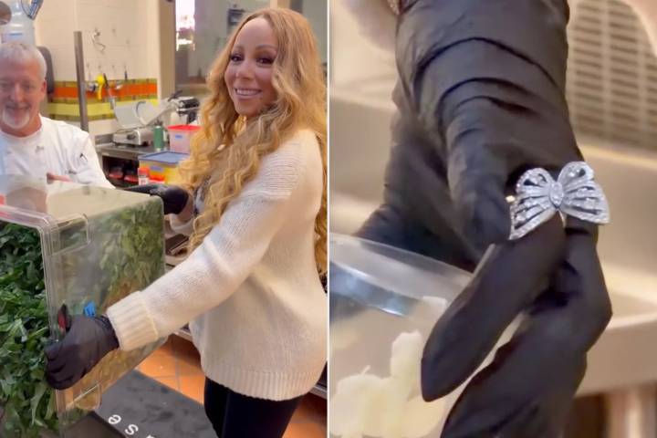 Mariah Carey Wears a Massive Butterfly Ring (and Sings!) While Making Thanksgiving Greens
