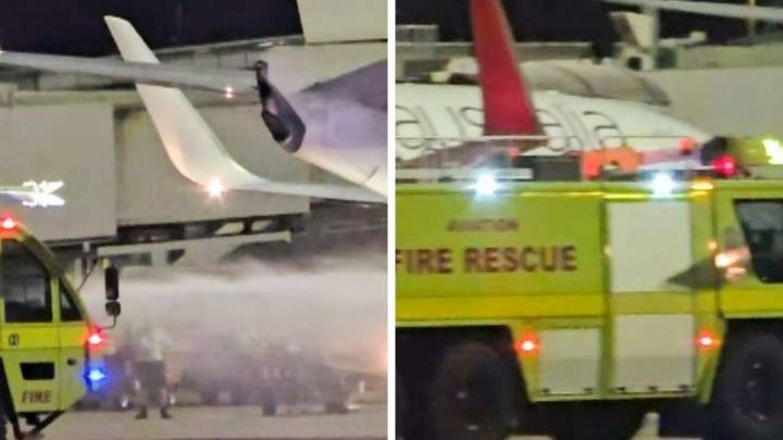 Brisbane Airport: Fire breaks out as Virgin Australia plane lands