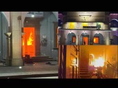 Manifestantes incendian Palacio Municipal de Apatzingán, mientras viuda de Carlos Manzo llama a protestas pacíficas