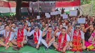 Rabha bodies stage protest in South Kamrup demanding sixth schedule inclusion for RHAC