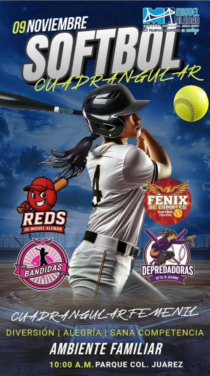 ESTE DOMINGO HABRÁ UN EMOCIONANTE CUADRANGULAR DE SÓFTBOL FEMENIL EN EL PARQUE DE LA COL. JUÁREZ