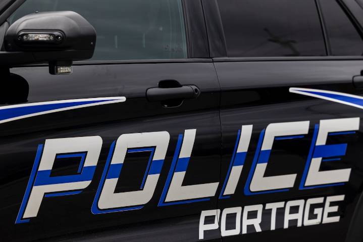 Train hits semitruck in Portage, blocking traffic