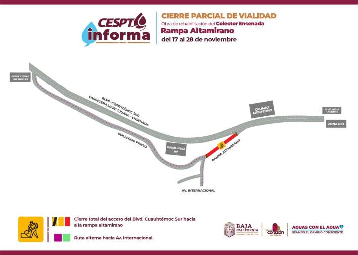 Anuncia la CESPT próximas reparaciones; habrá tramos cerrados a la circulación vehicular