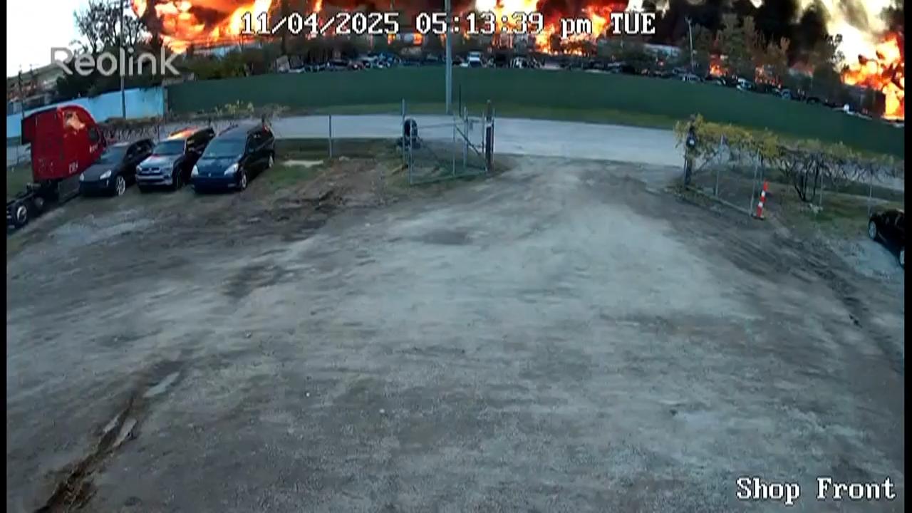 Surveillance camera captures moment of fiery UPS plane crash