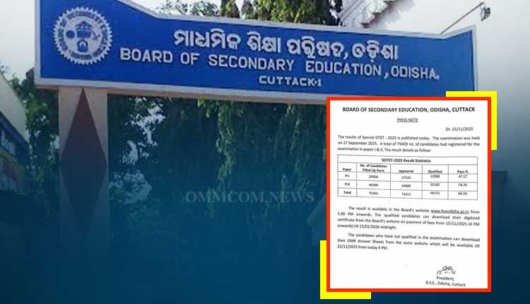 Special OTET-2025 Results Out: 66.50% Pass Percentage, 48,153 Candidates Clear Exam