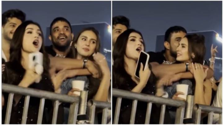 Huma Qureshi, rumoured boyfriend hug and kiss at Himesh Reshammiya concert. Watch