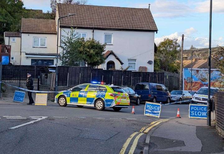 Castle Road, Chatham, taped off by police as forensics seen