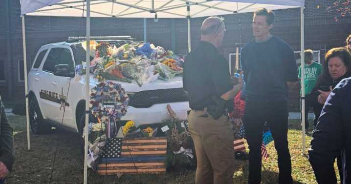 Hugh Jackman pays respects at fallen Delaware County deputy's memorial