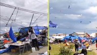 Reportan paso de remolino por feria de Puerto Montt: Toldos quedaron desarmados y varias prendas "volando" por los cielos