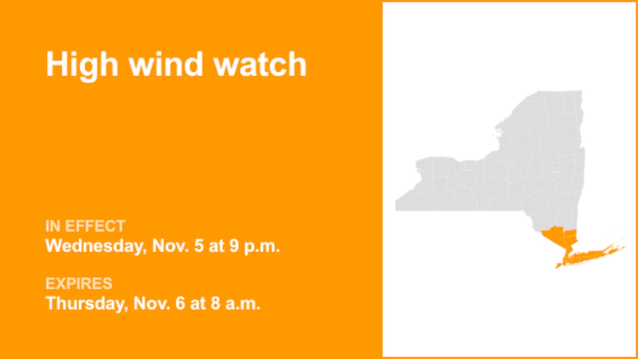 NY weather: part of New York under a high wind watch Wednesday and Thursday