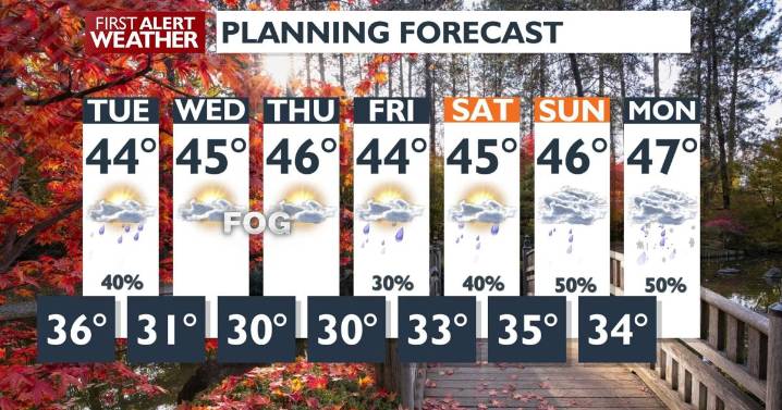 ☔A little light rain overnight Monday before we get a break in the wet weather through midweek